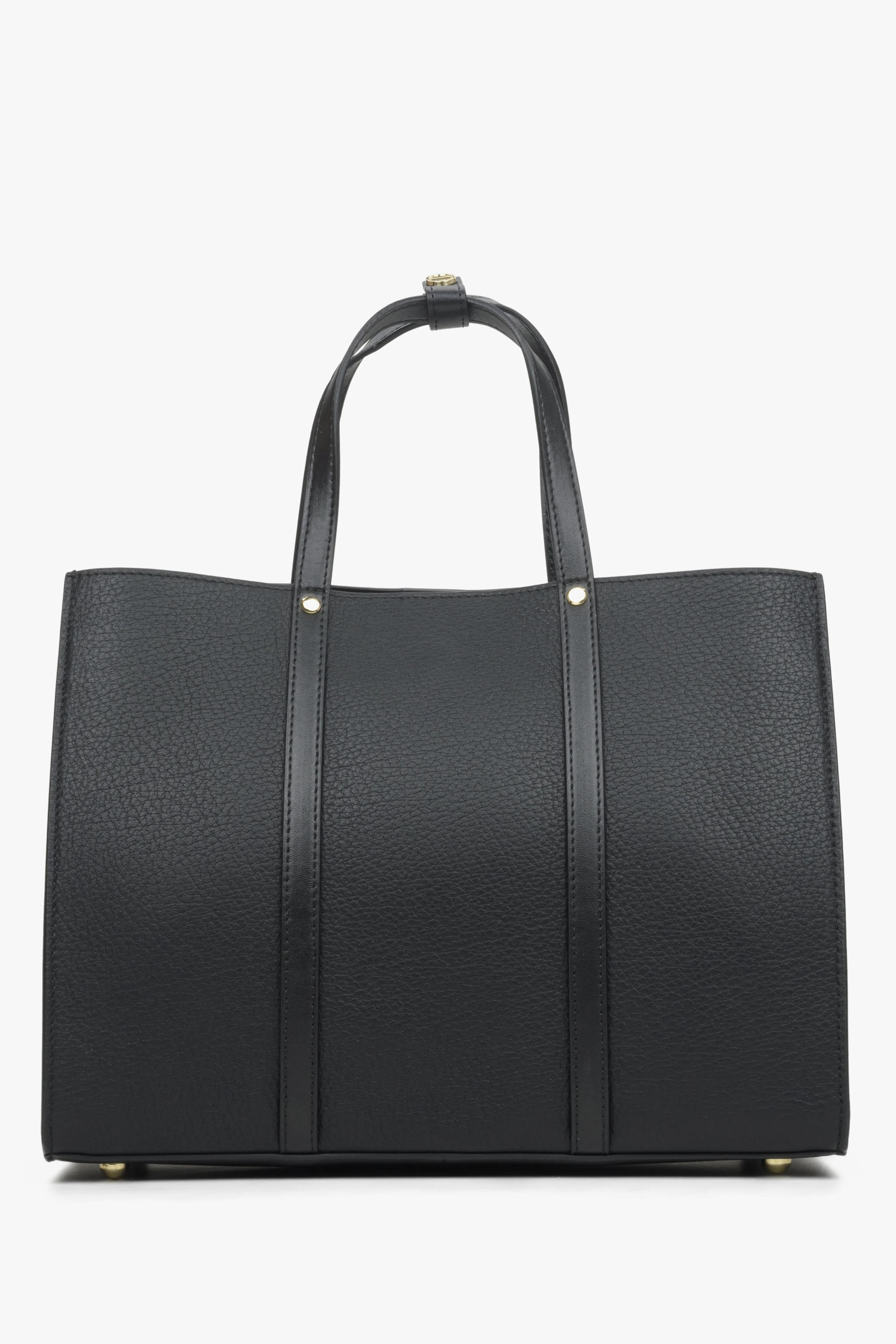 Pojemna czarna torba damska typu shopper ze skóry naturalnej Estro ER00114410 - Image 2