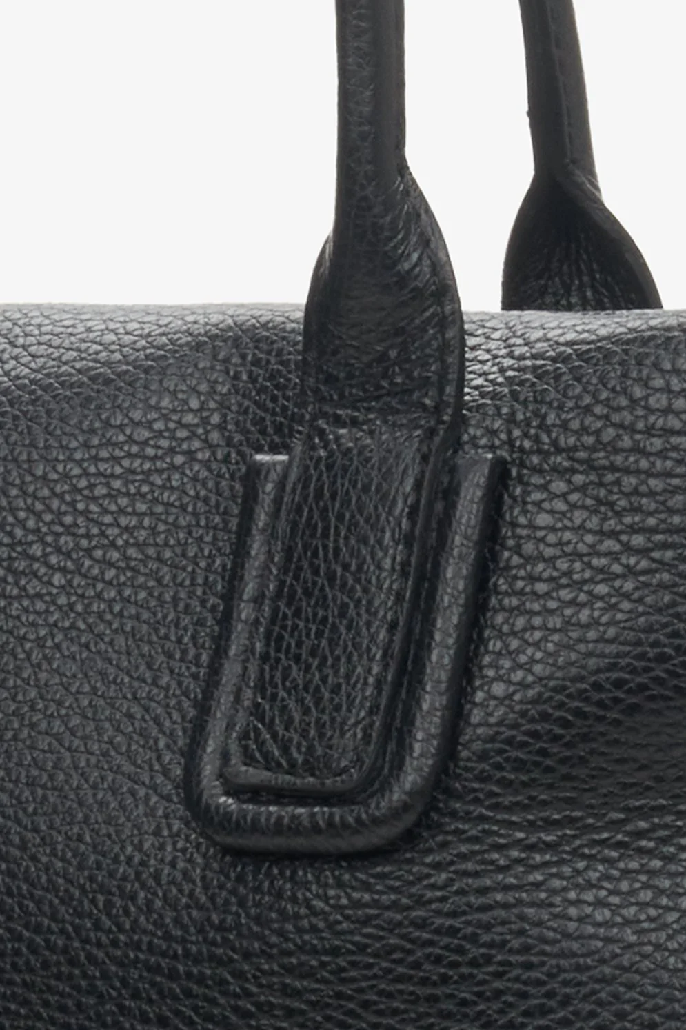 Czarna torebka damska typu shopper z włoskiej skóry naturalnej Estro ER00114120 - Image 5