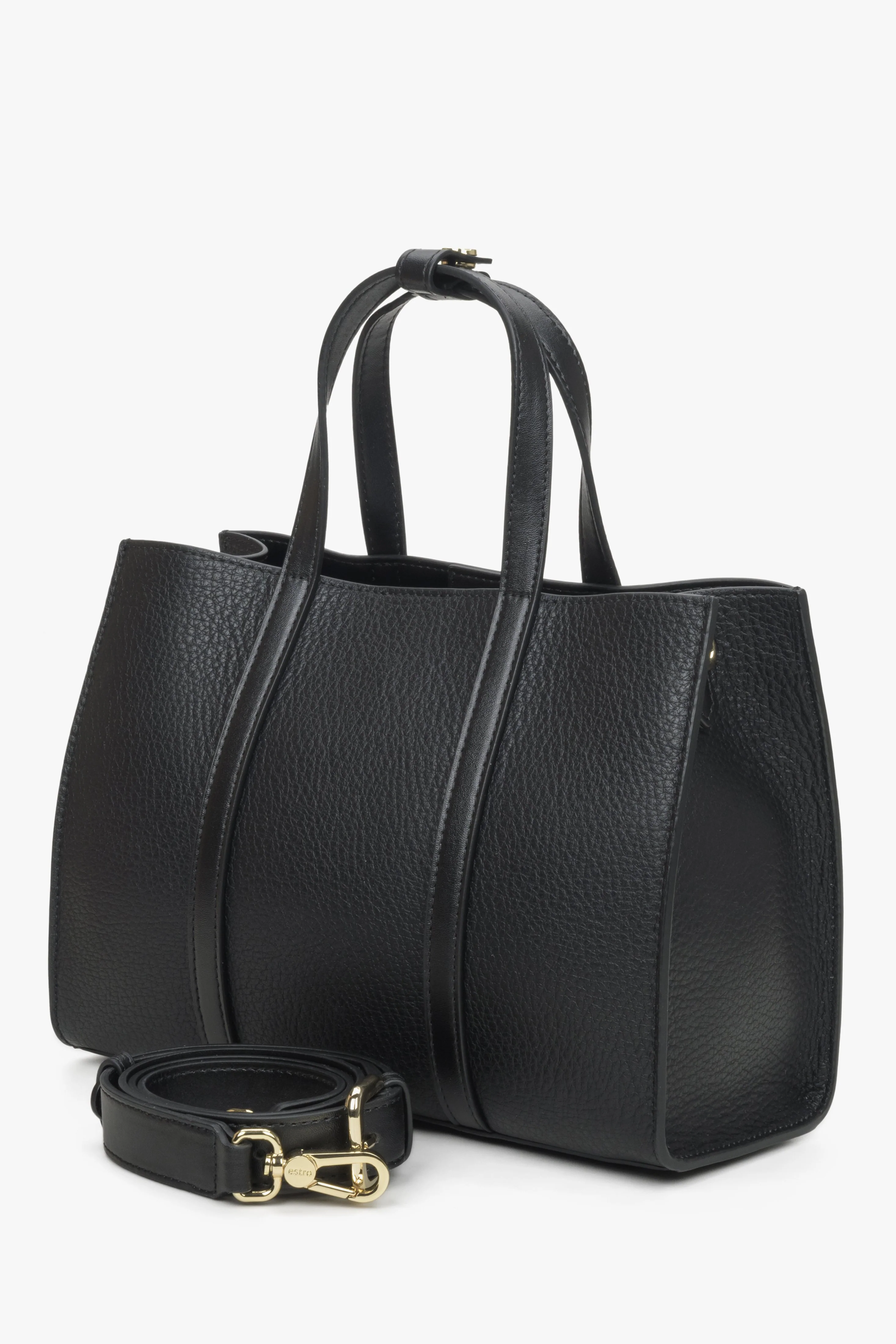 Czarna torba damska typu shopper ze skóry naturalnej Estro ER00114412 - Image 2
