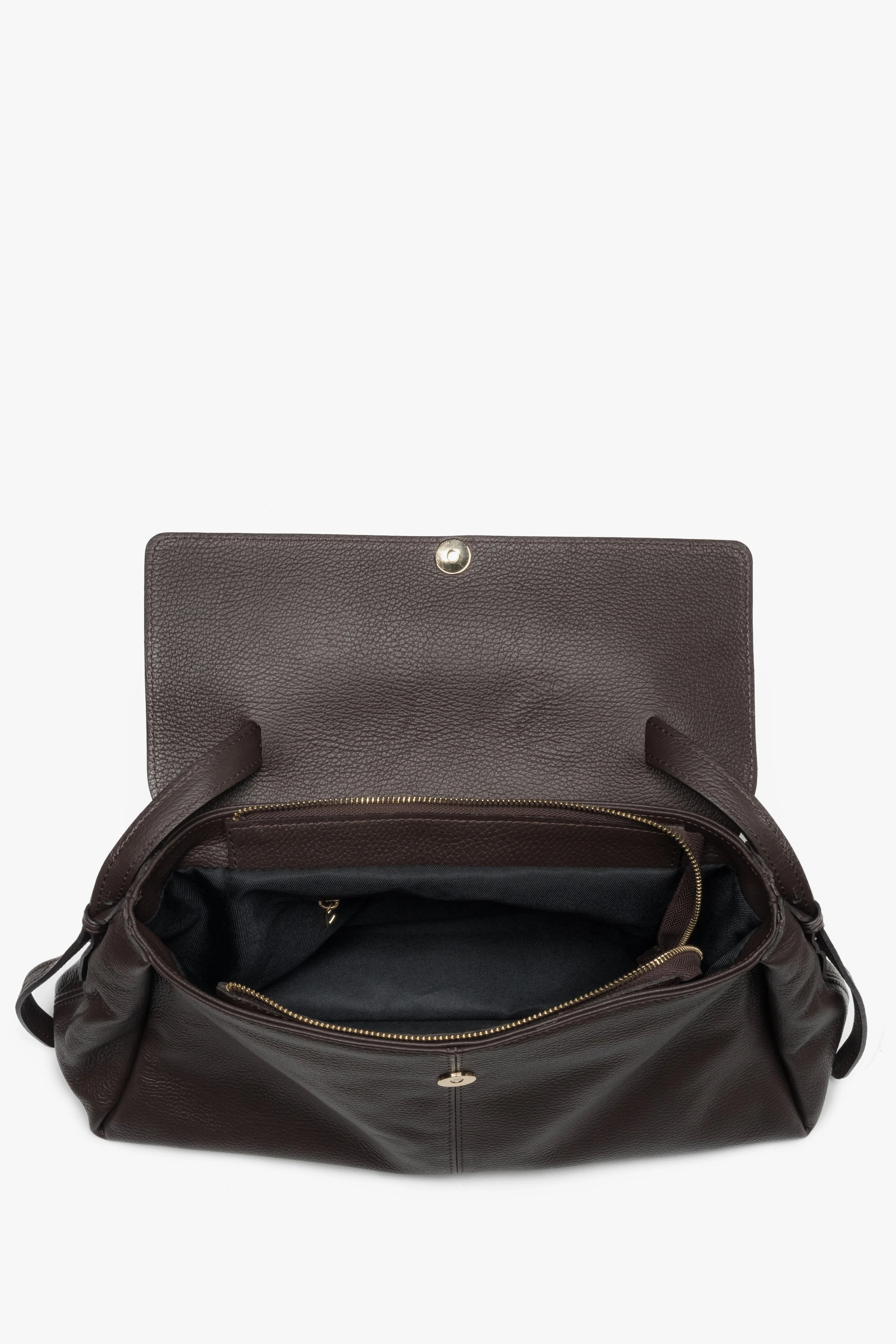 Ciemnobrązowa torba damska typu tote z włoskiej skóry naturalnej Premium Estro ER00118552 - Image 5