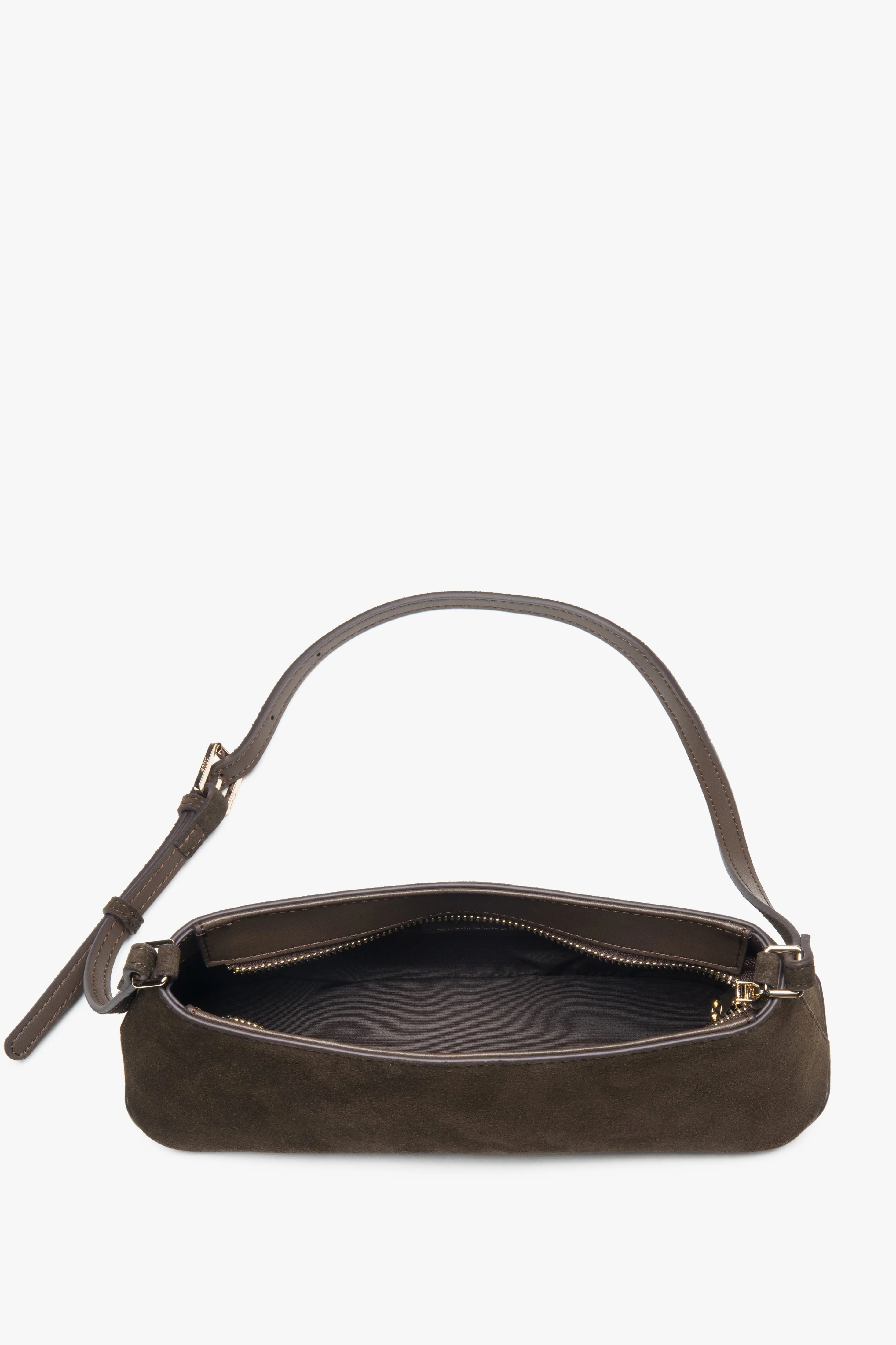 Elegancka ciemnobrązowa torebka damska na ramię z weluru naturalnego Estro ER00118038 - Image 6