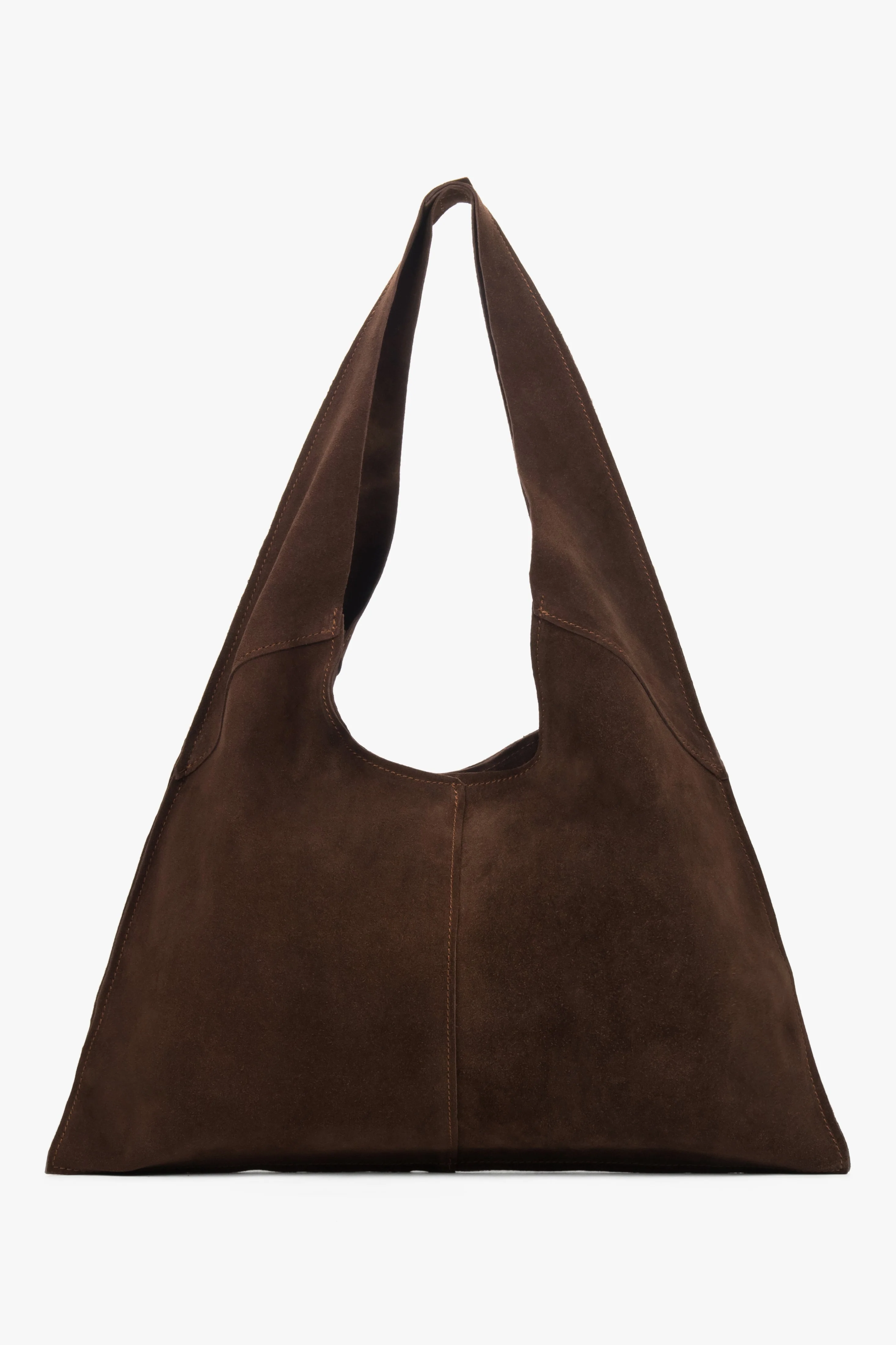 Brązowa torebka damska typu hobo z włoskiego weluru naturalnego Premium Estro ER00118648