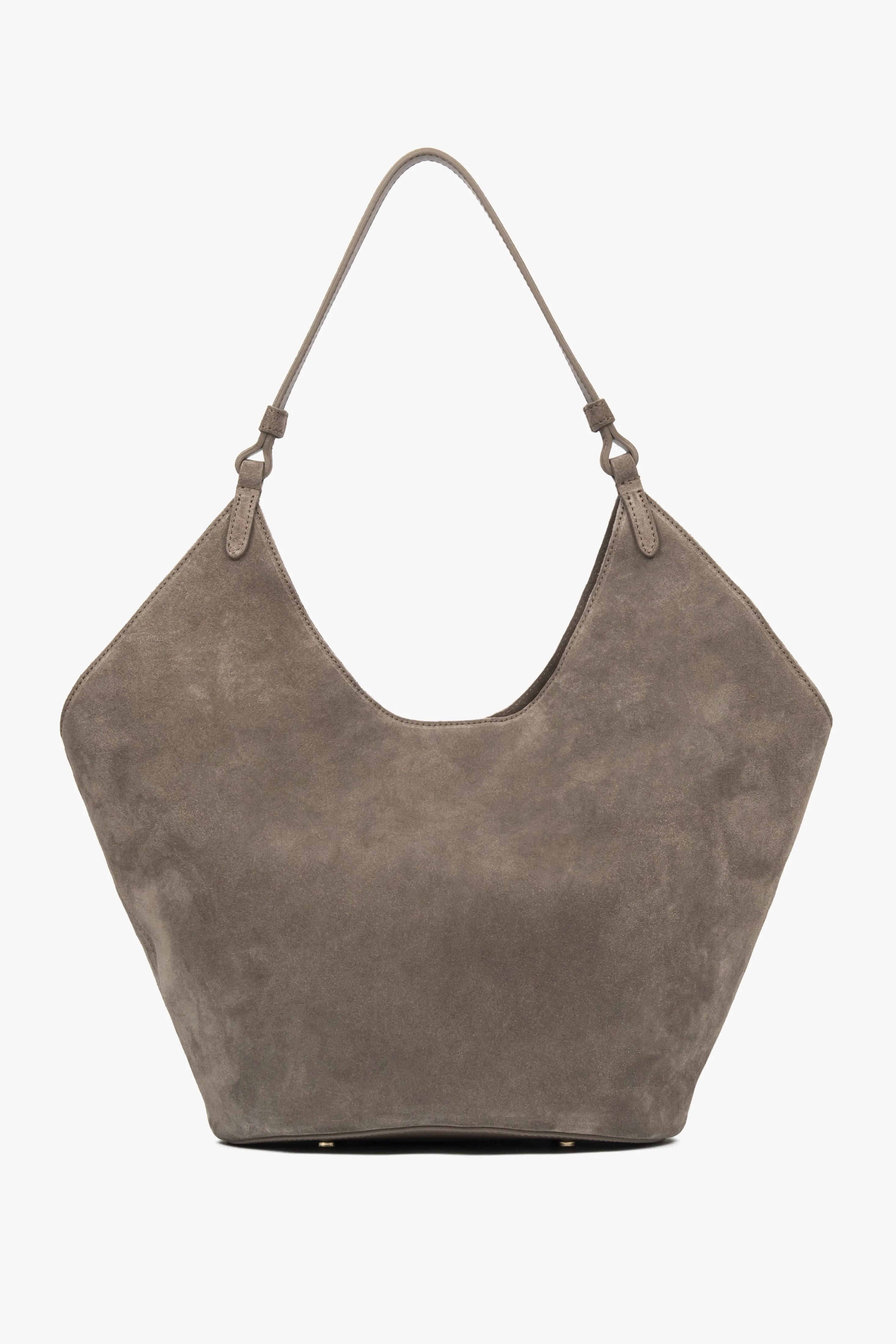 Ciemnoszara torebka damska typu hobo z włoskiego weluru naturalnego Premium Estro ER00118146 - Image 6