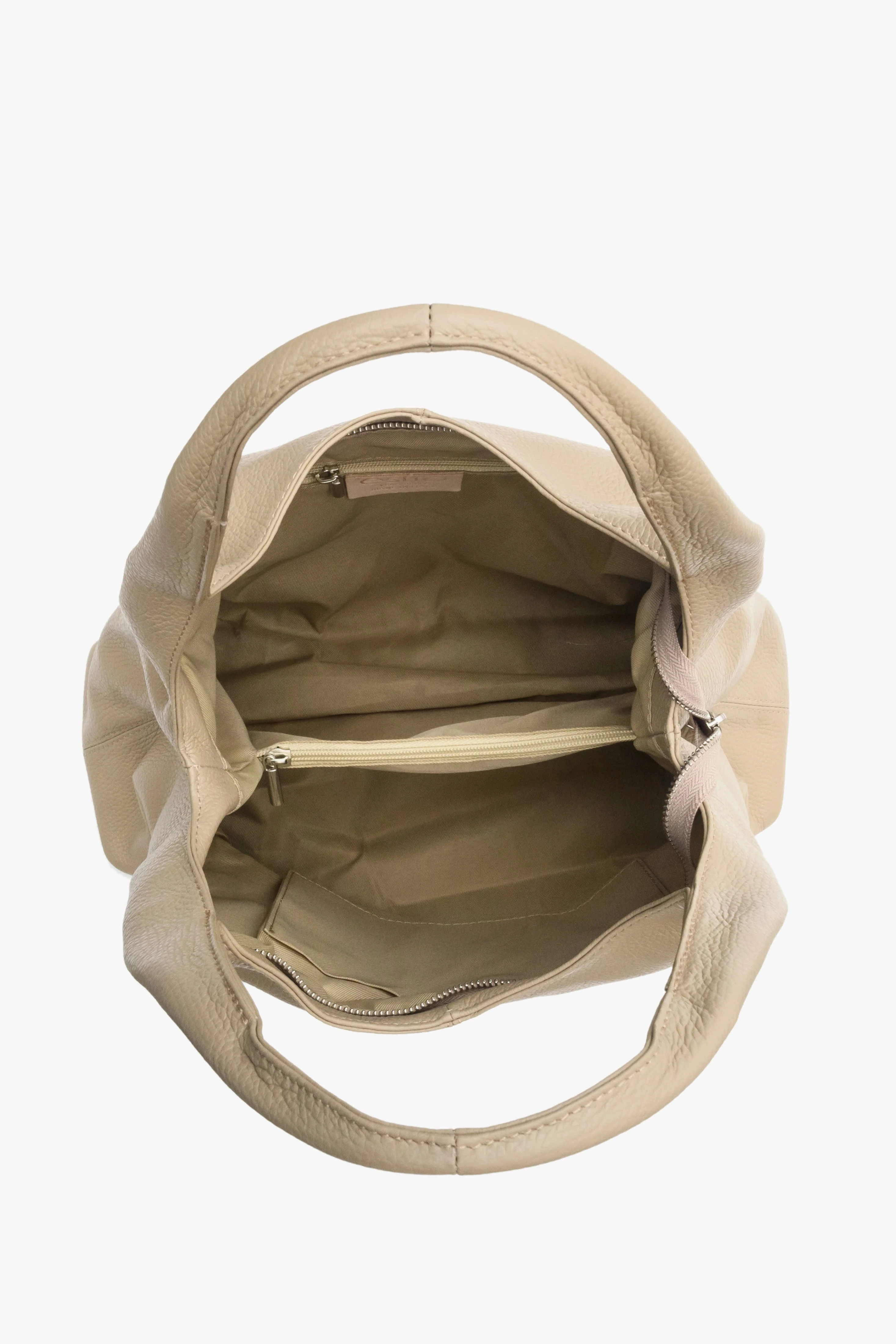 Beżowa torebka damska typu shopper ze skóry naturalnej Estro ER00112998 - Image 4