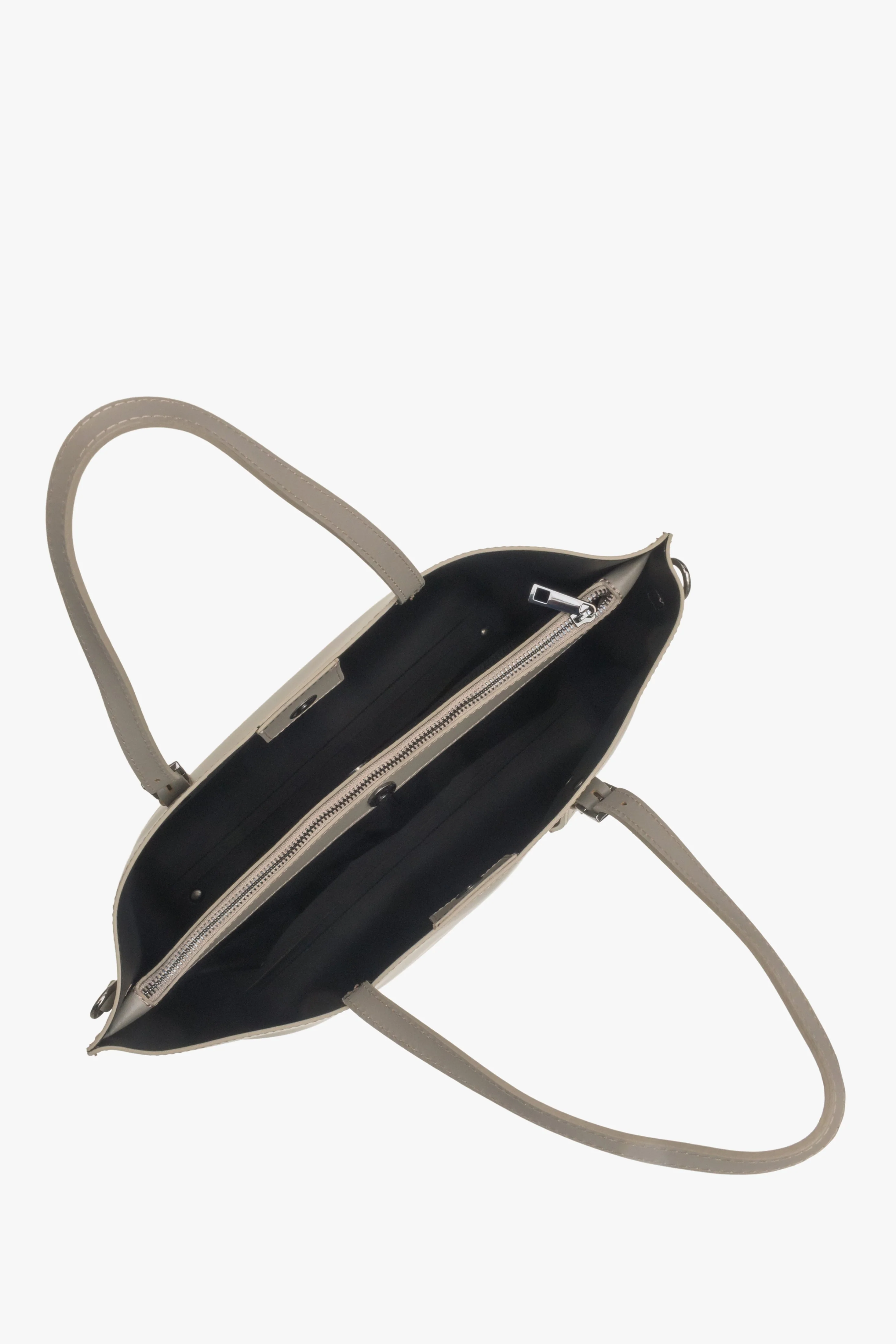 Beżowa torebka damska typu shopper z włoskiej skóry naturalnej Premium Estro ER00115089 - Image 4