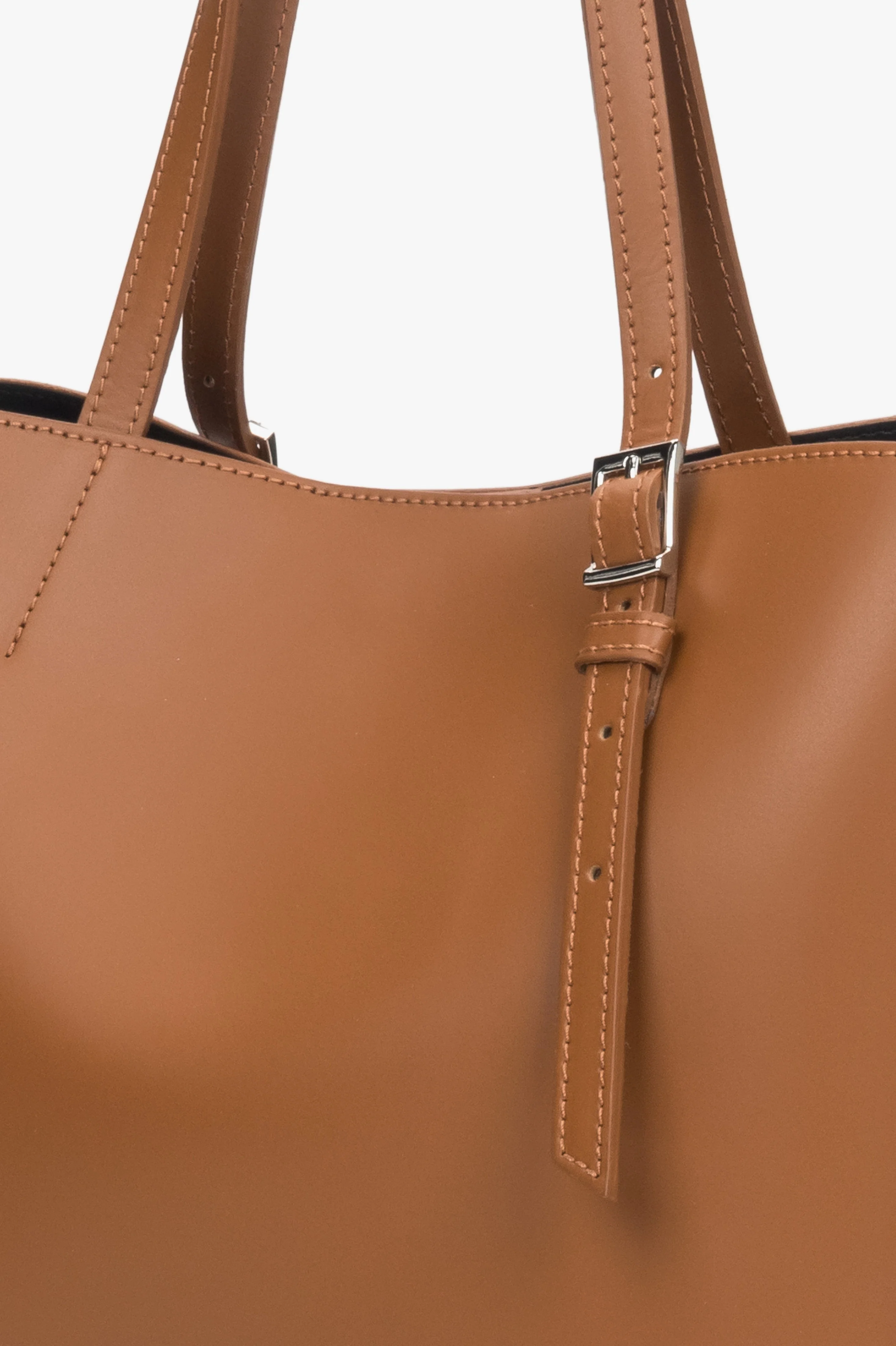 Brązowa torebka damska typu shopper z włoskiej skóry naturalnej Estro ER00116784 - Image 4