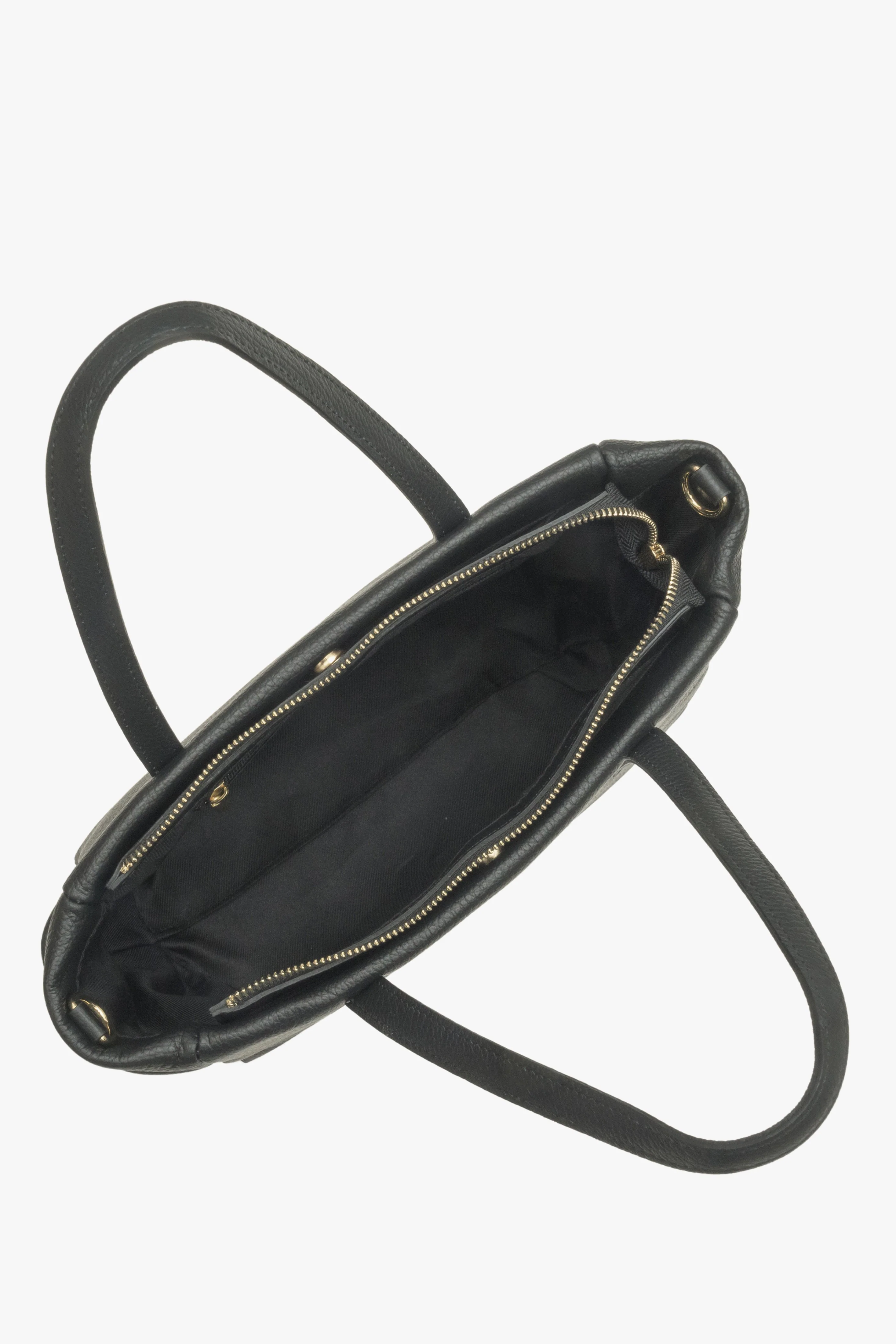 Czarna torebka damska typu shopper z włoskiej skóry naturalnej Premium Estro ER00115080 - Image 5