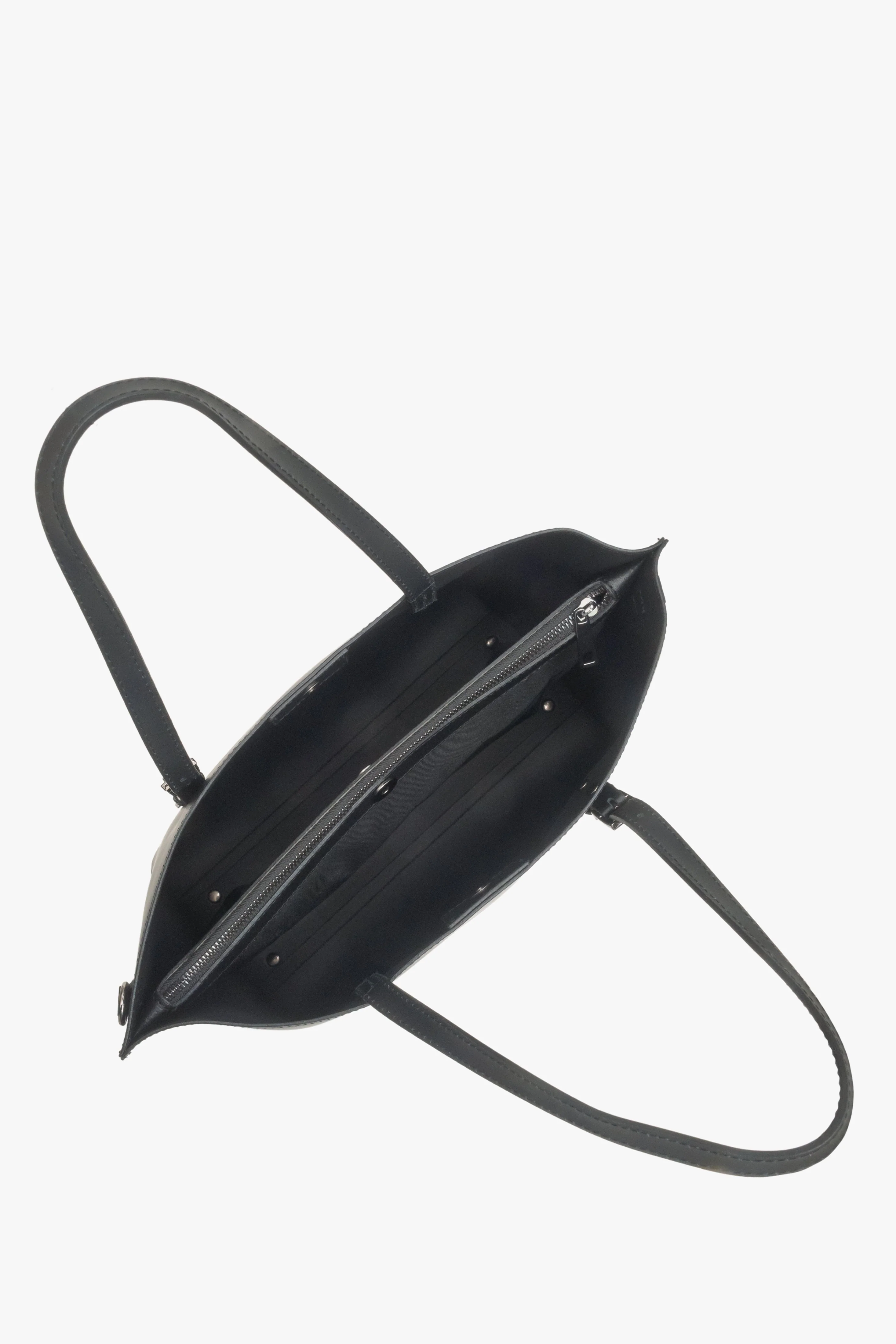 Czarna torebka damska typu shopper z włoskiej skóry naturalnej Estro ER00115087 - Image 4
