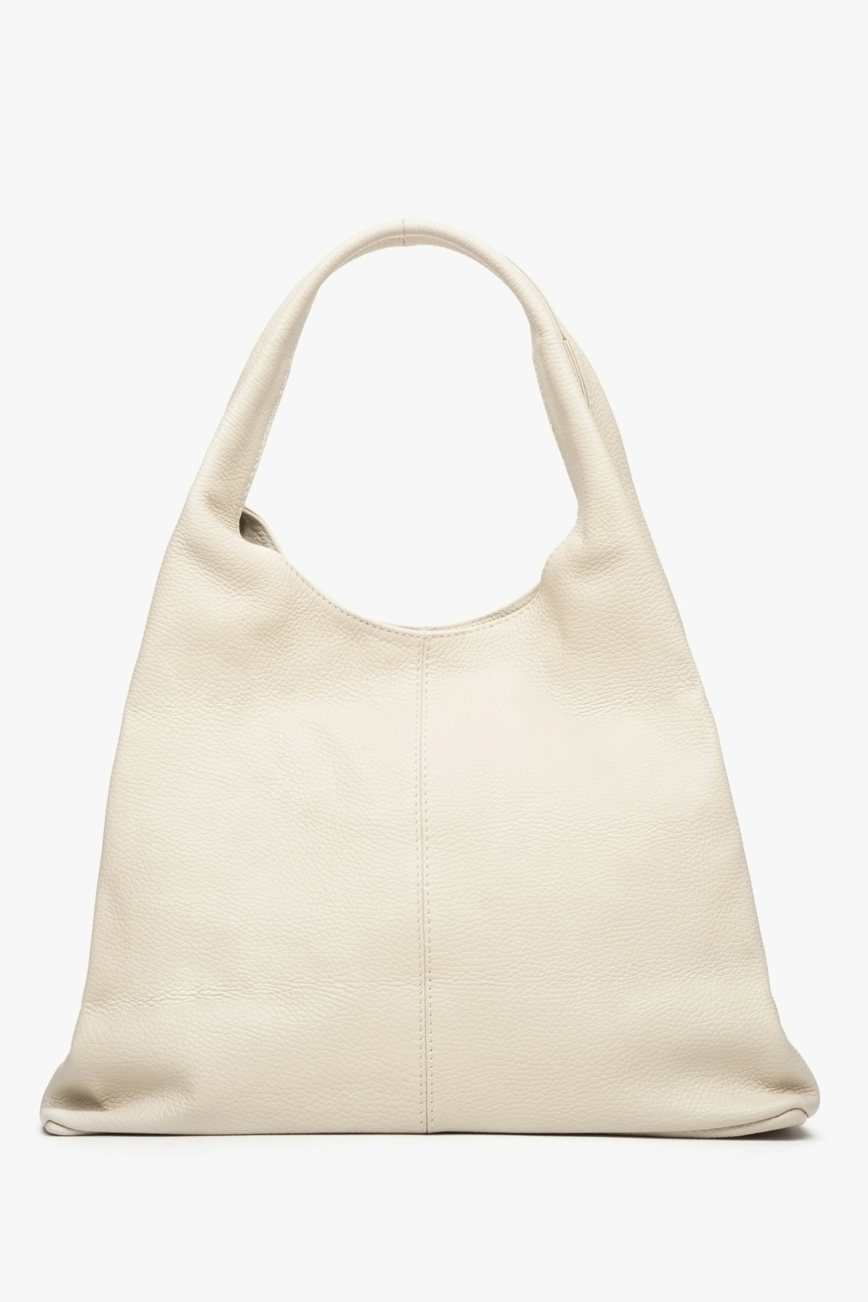 Jasnobeżowa torebka damska typu shopper ze skóry naturalnej Estro ER00112999 - Image 5