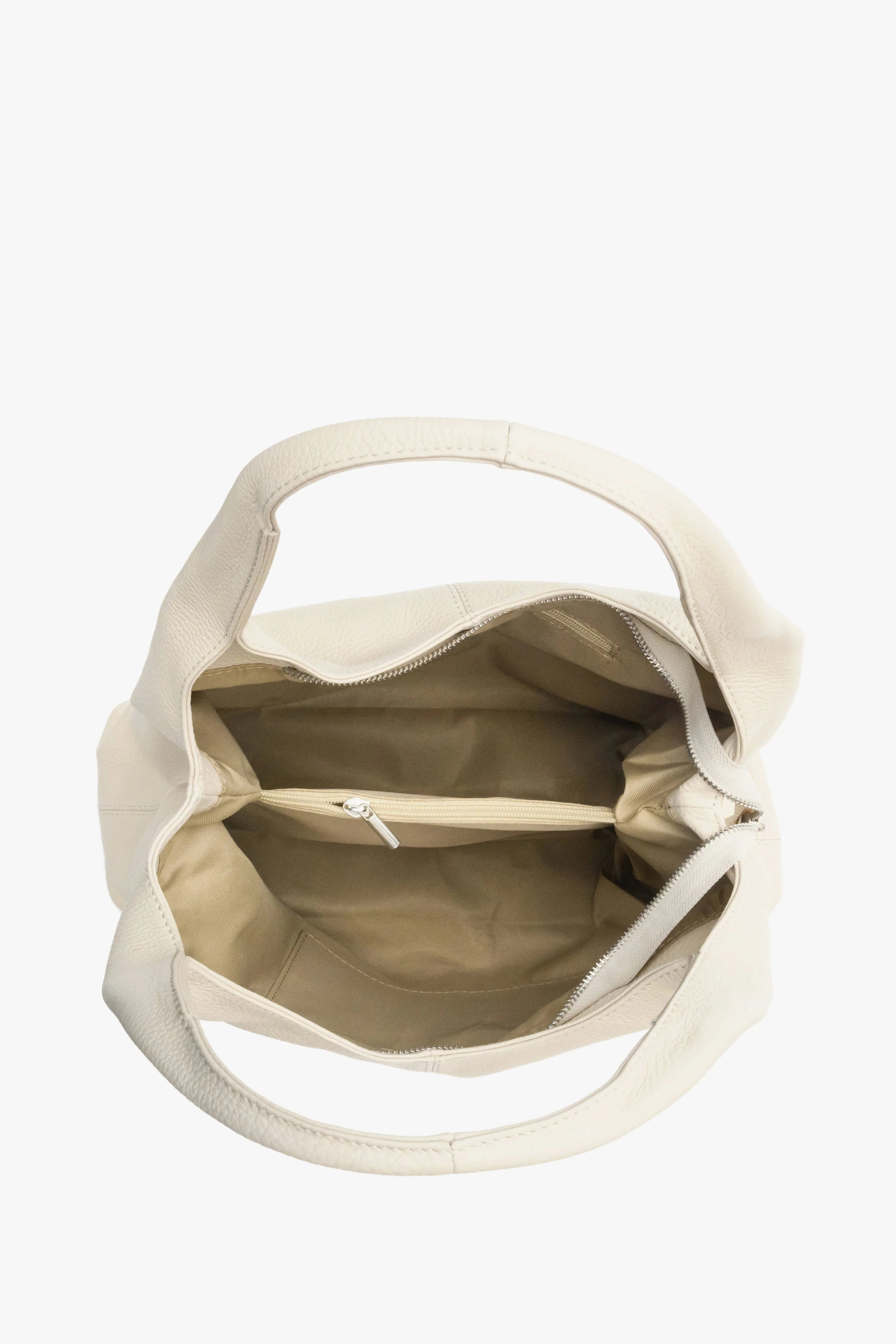 Jasnobeżowa torebka damska typu shopper ze skóry naturalnej Estro ER00112999 - Image 6