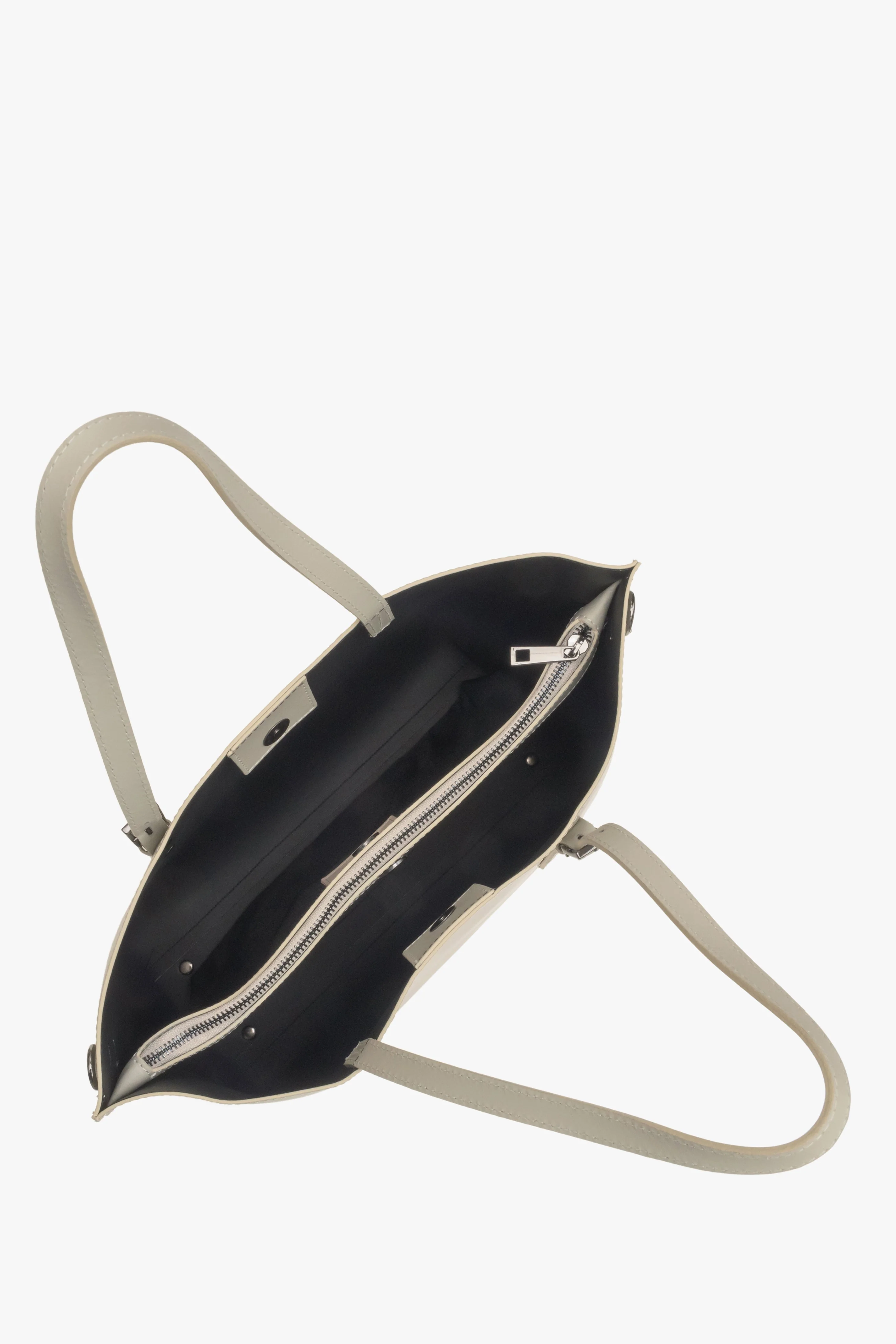 Jasnobeżowa torebka damska typu shopper z włoskiej skóry naturalnej Estro ER00115088 - Image 4