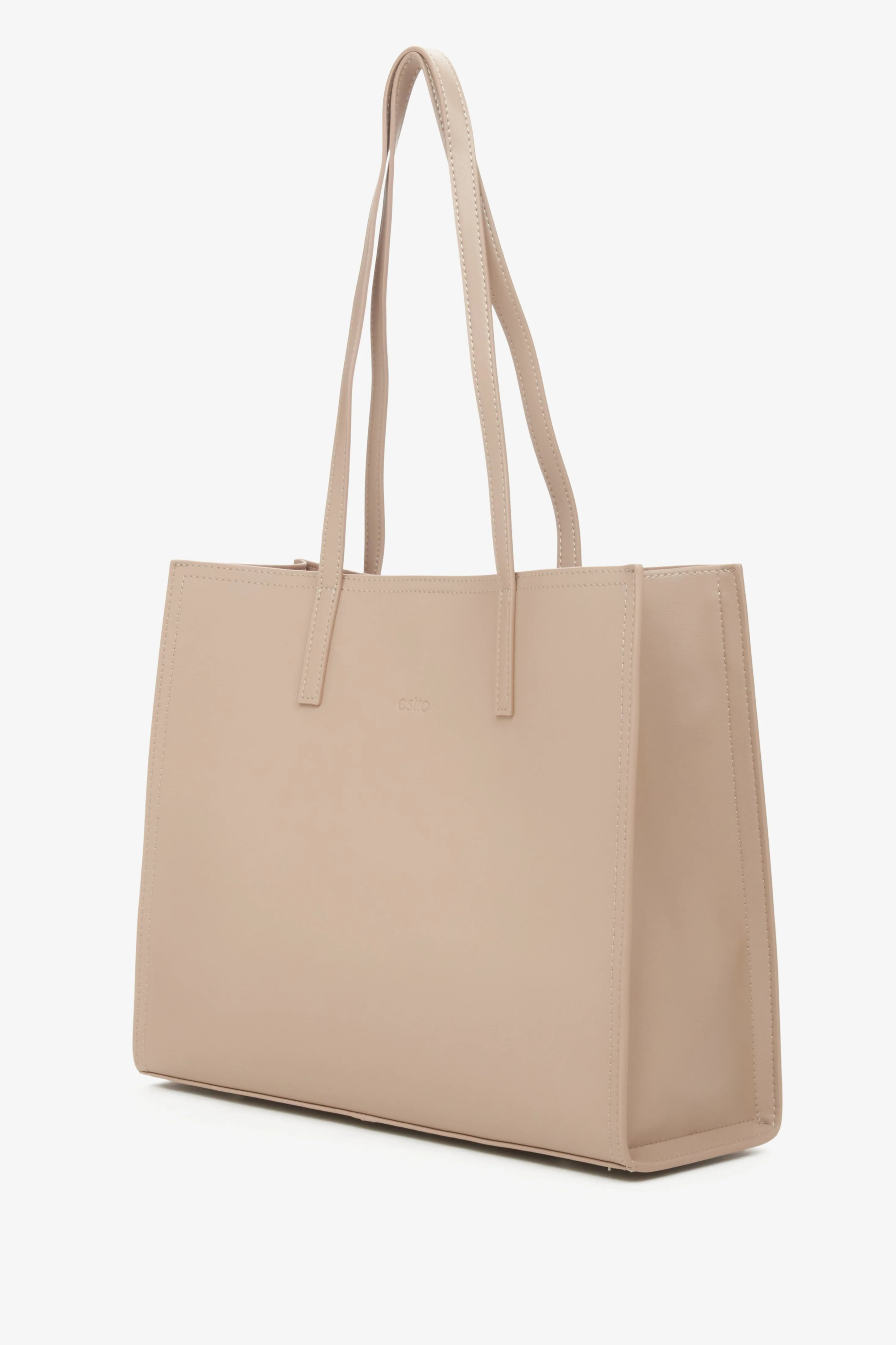 Beżowa skórzana torebka damska typu shopper Estro ER00115665 - Image 2
