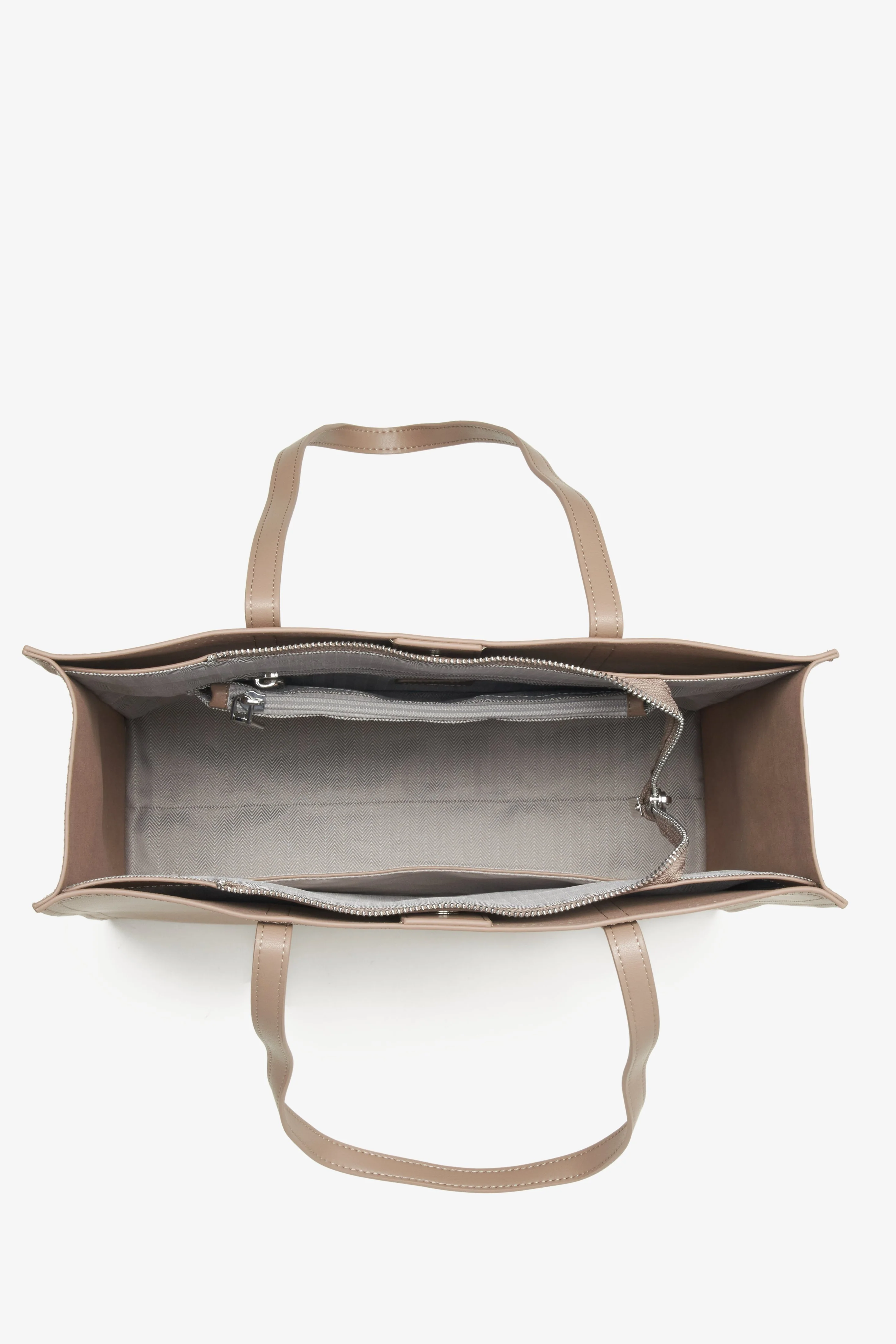 Beżowa skórzana torebka damska typu shopper Estro ER00115665 - Image 5