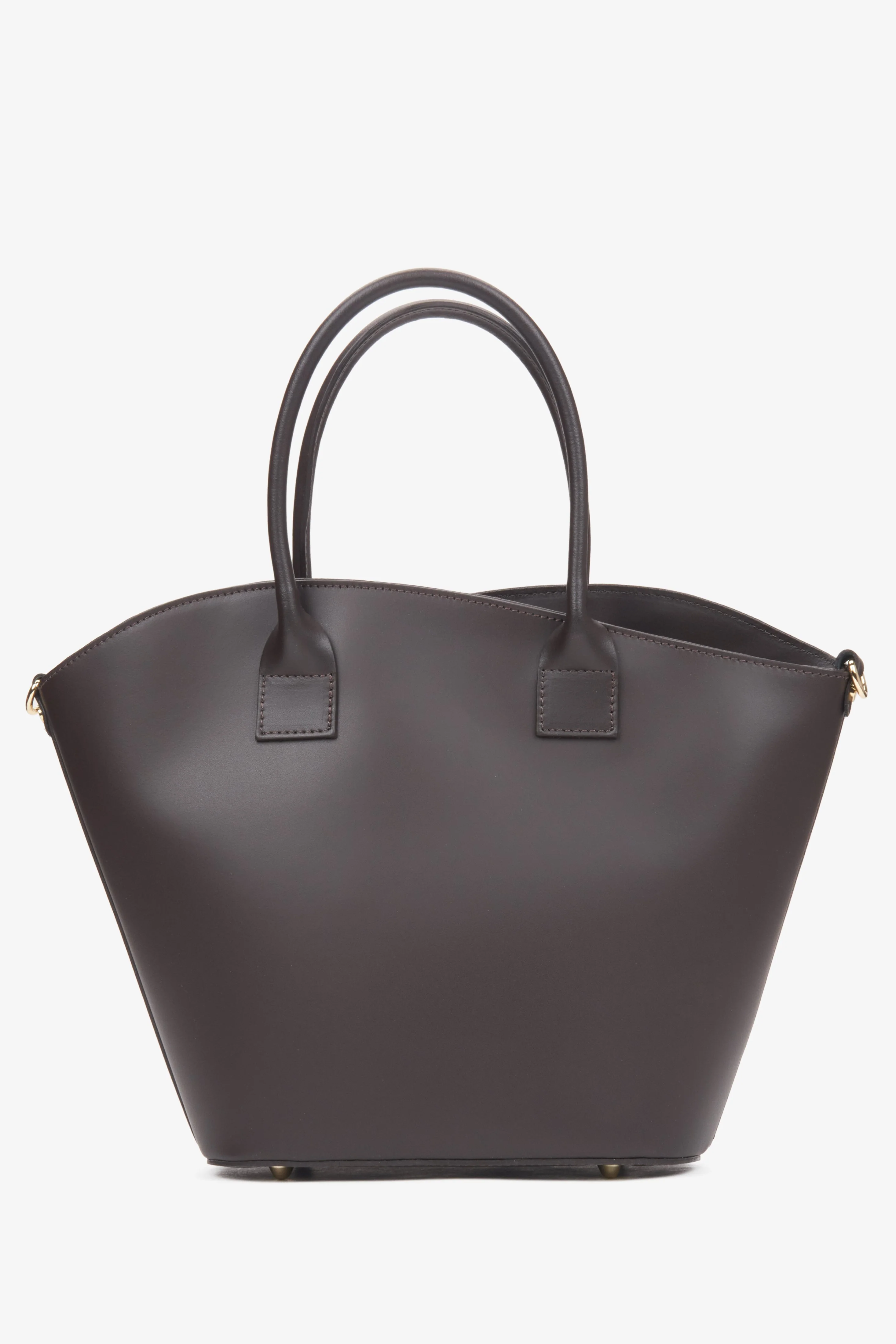Ciemnobrązowa torebka damska typu shopper z włoskiej skóry naturalnej Premium Estro ER00116712 - Image 2