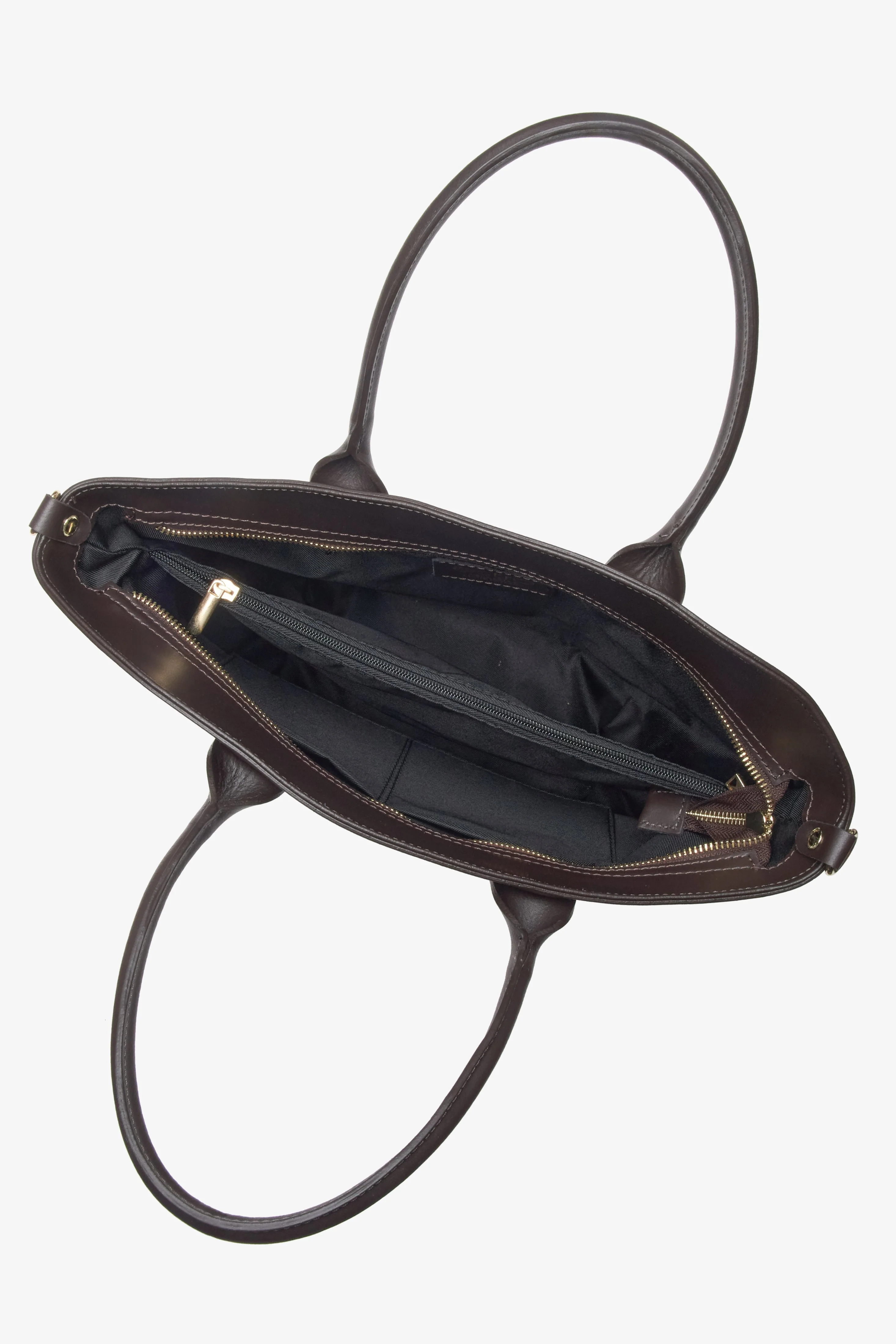 Ciemnobrązowa torebka damska typu shopper z włoskiej skóry naturalnej Premium Estro ER00116712 - Image 4