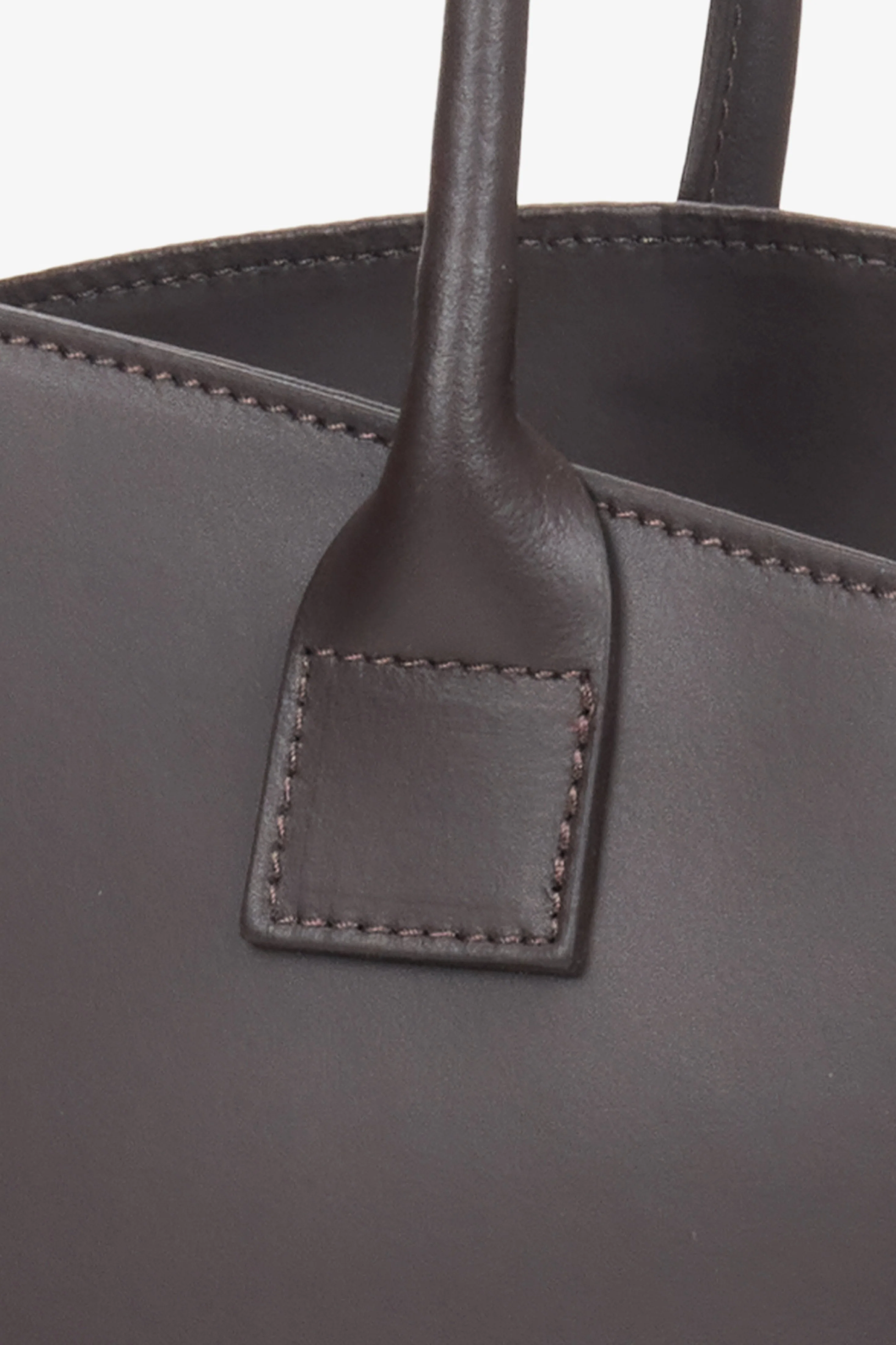 Ciemnobrązowa torebka damska typu shopper z włoskiej skóry naturalnej Premium Estro ER00116712 - Image 5