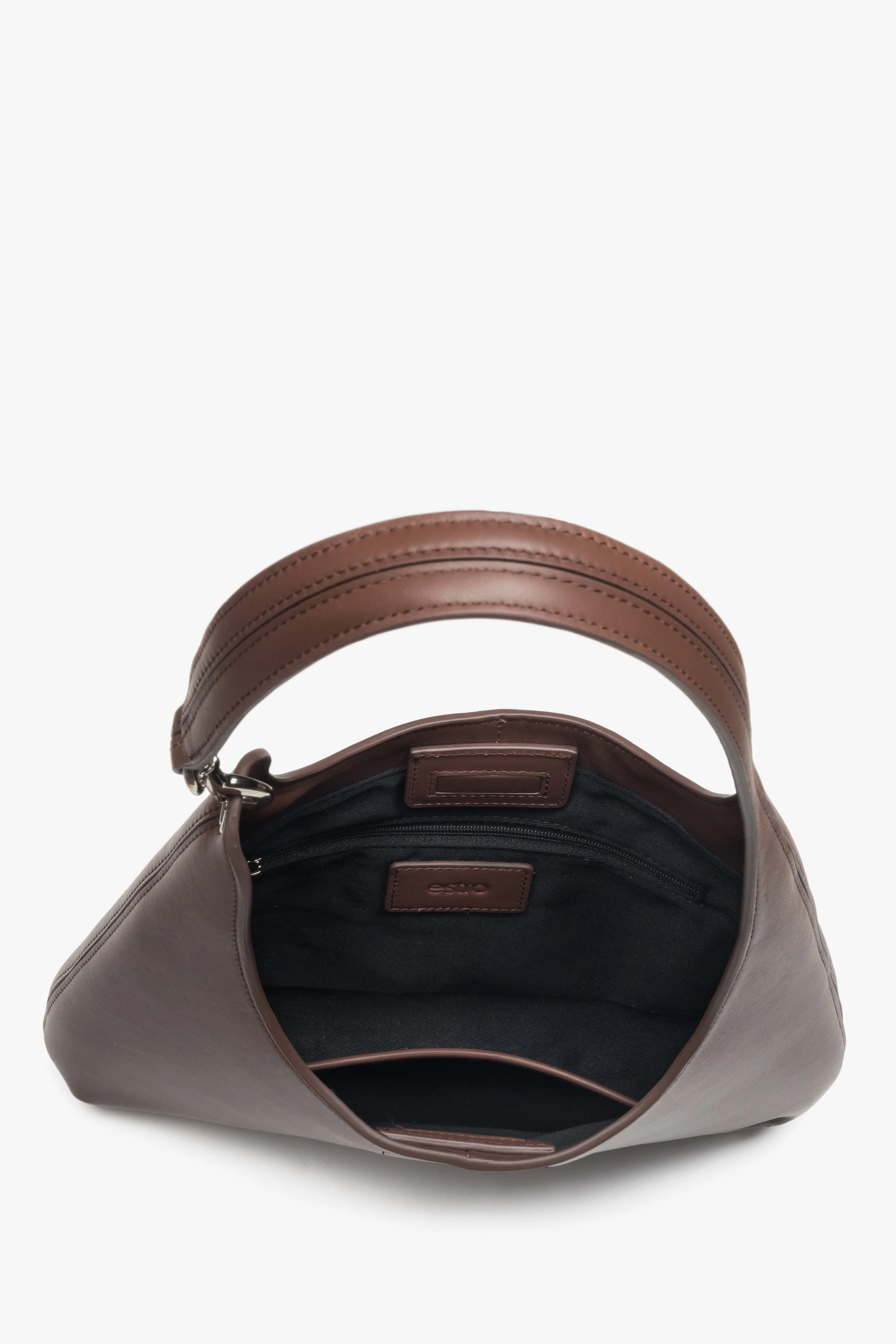 Ciemnobrązowa torebka damska typu shopper ze skóry naturalnej Estro ER00118916 - Image 5