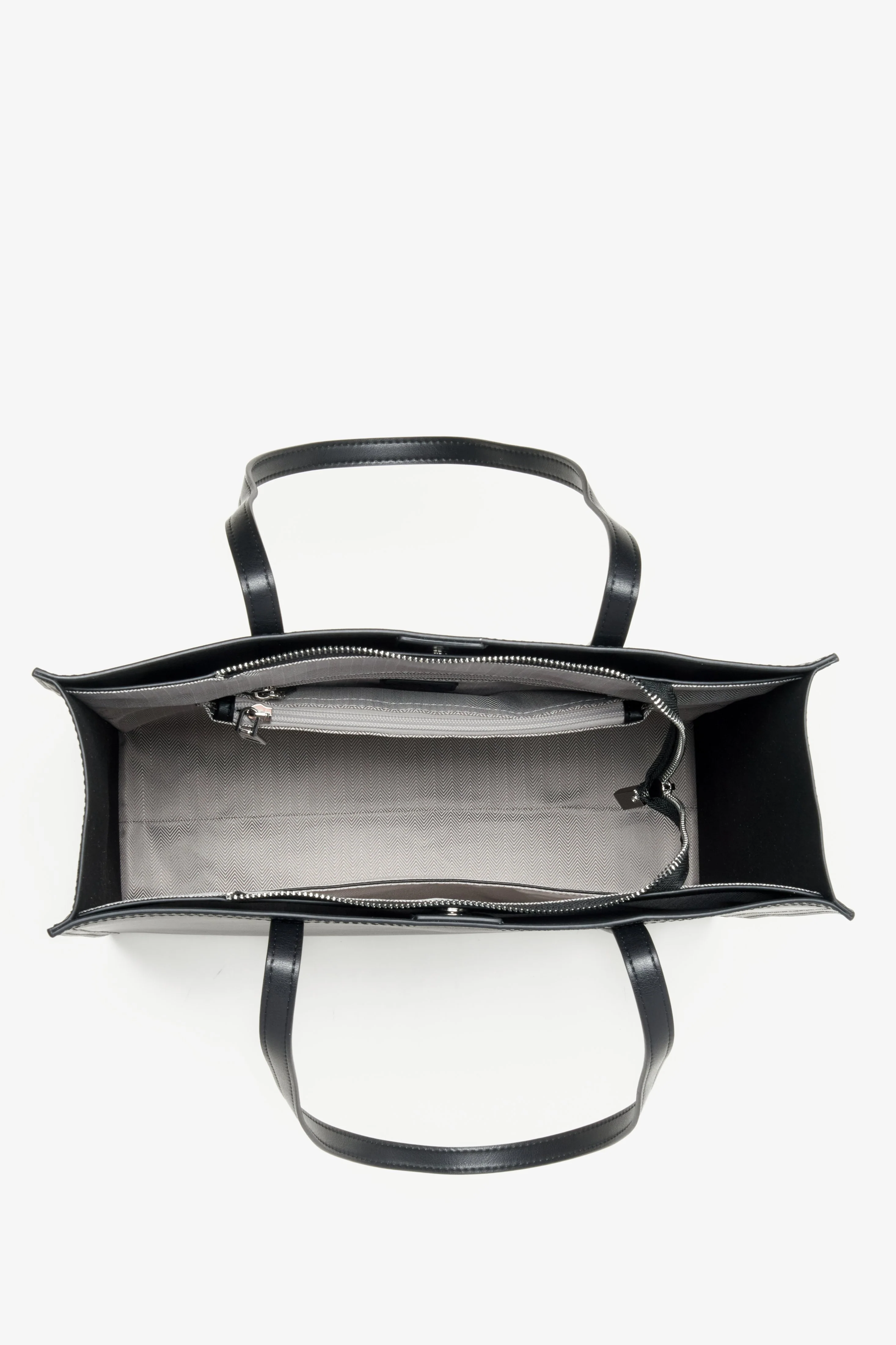 Czarna skórzana torebka damska typu shopper o matowym wykończeniu Estro ER00115673 - Image 5