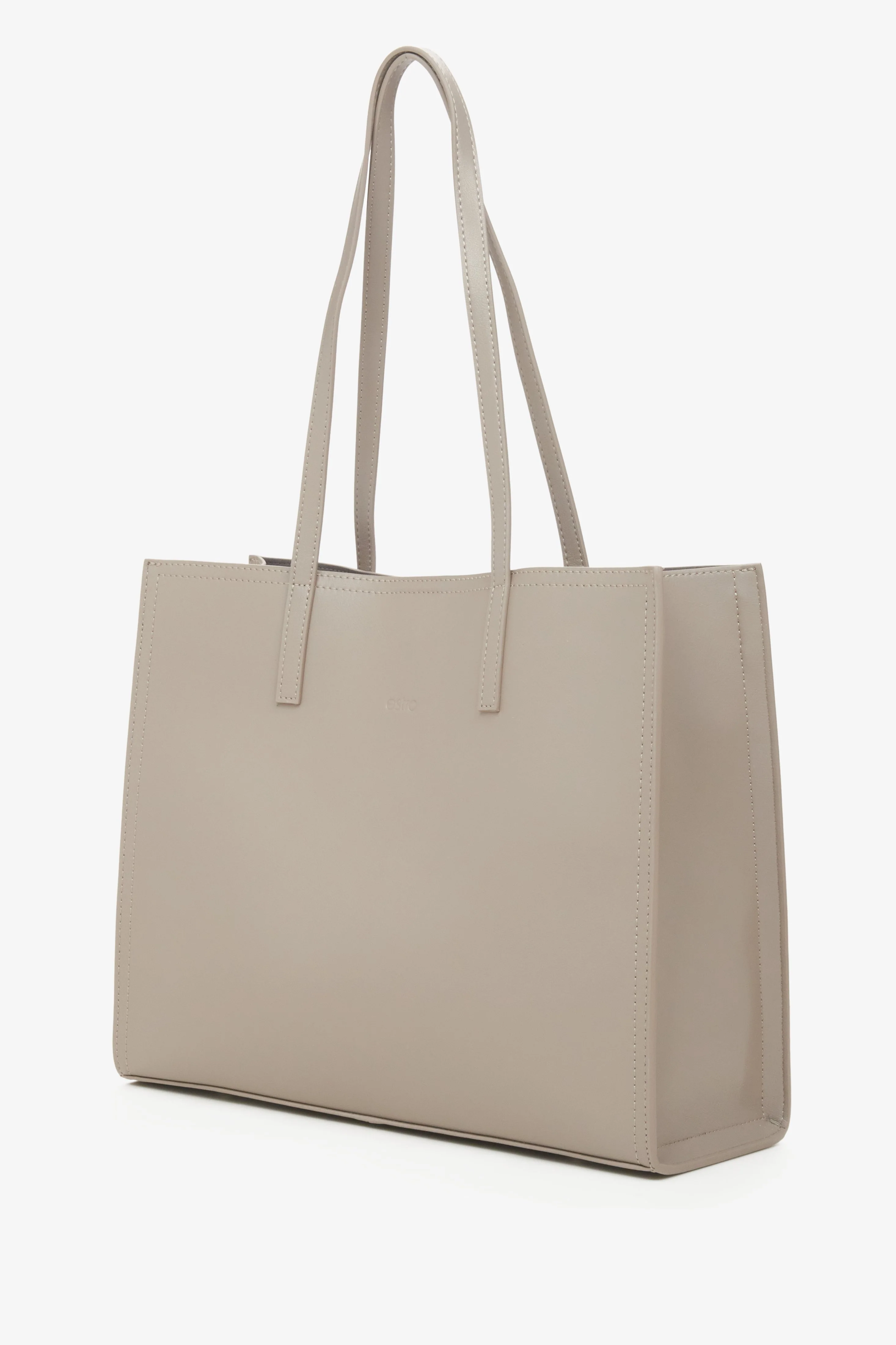 Szara skórzana torebka damska typu shopper Estro ER00115664 - Image 2