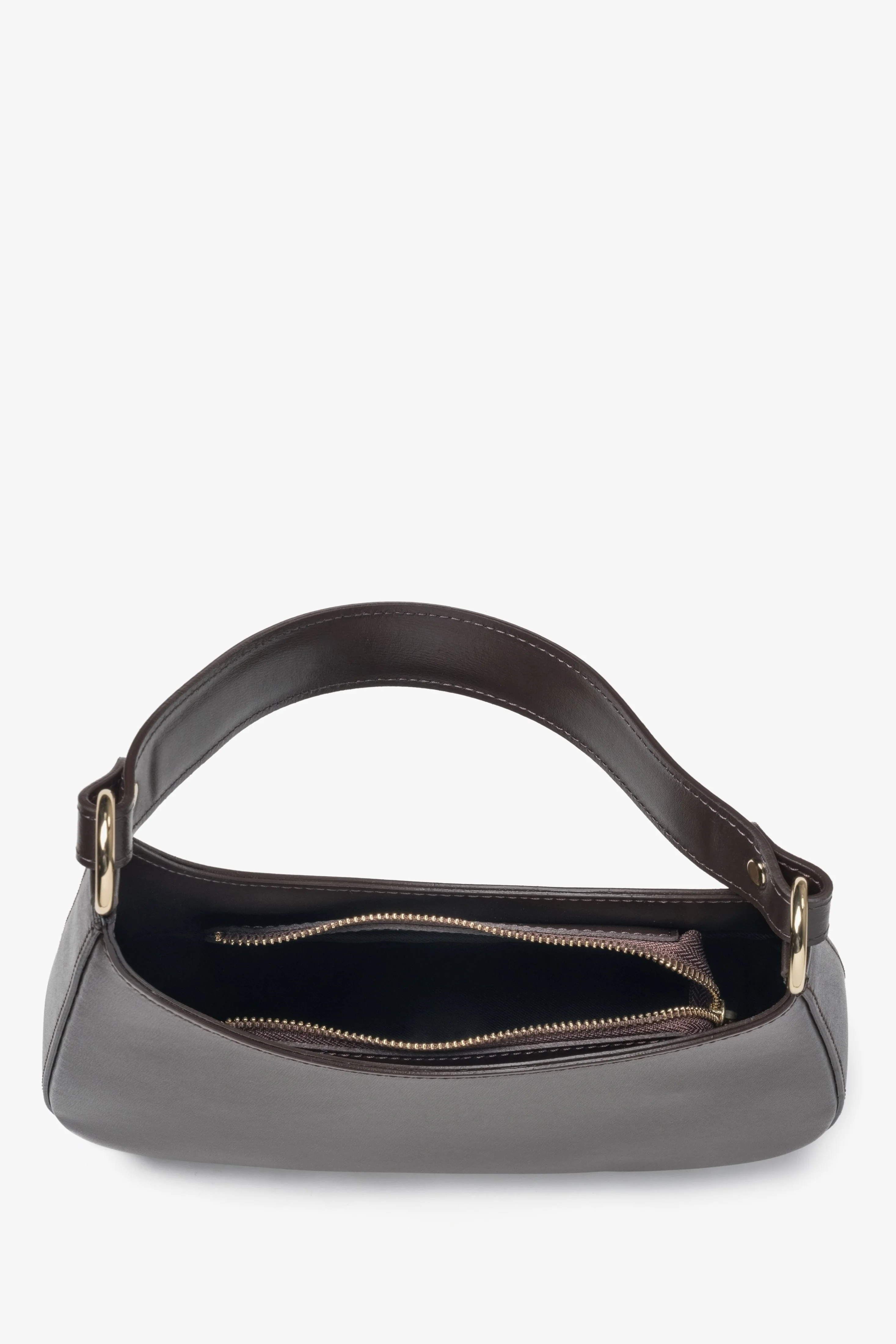 Ciemnobrązowa torebka damska typu shoulder bag z włoskiej skóry naturalnej Premium Estro ER00116375 - Image 4