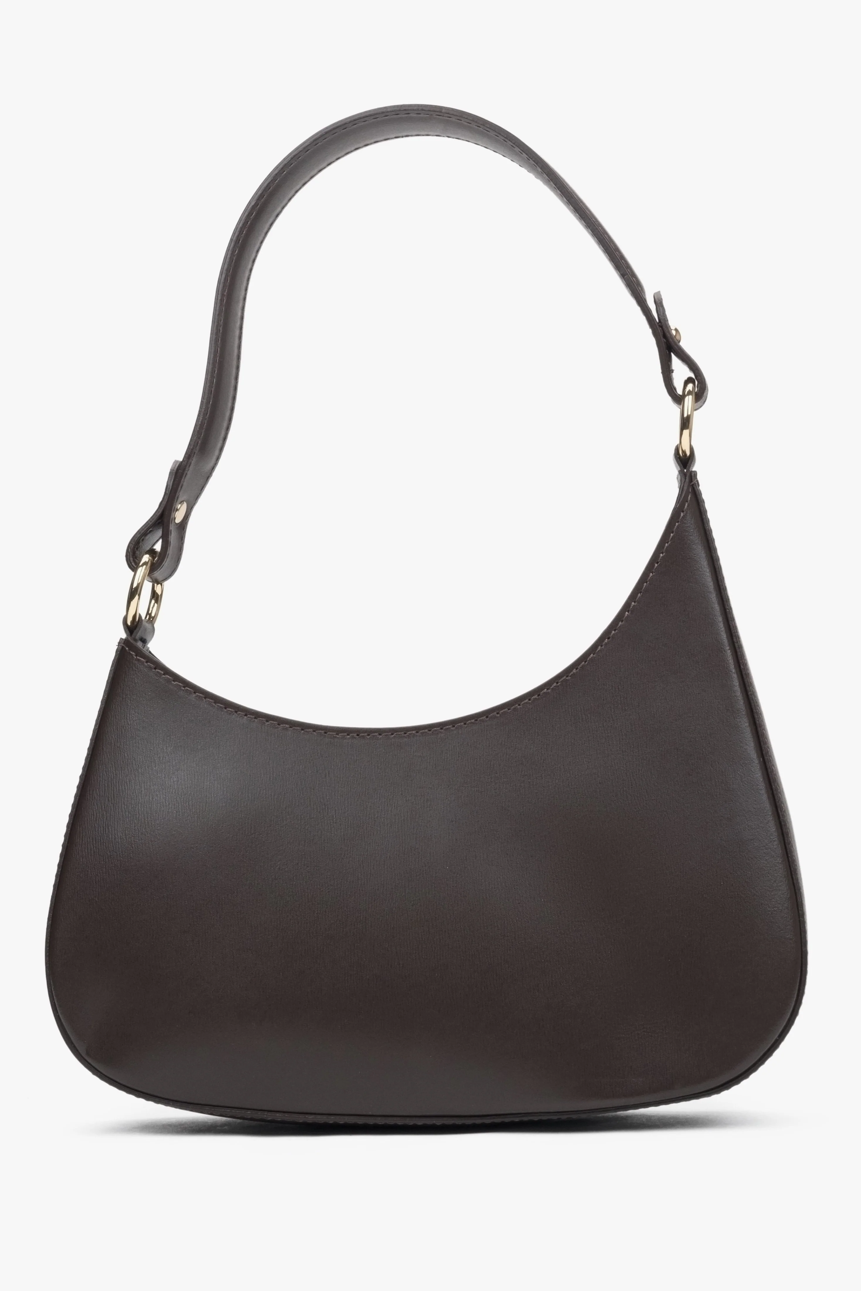 Ciemnobrązowa torebka damska typu shoulder bag z włoskiej skóry naturalnej Premium Estro ER00116375 - Image 5