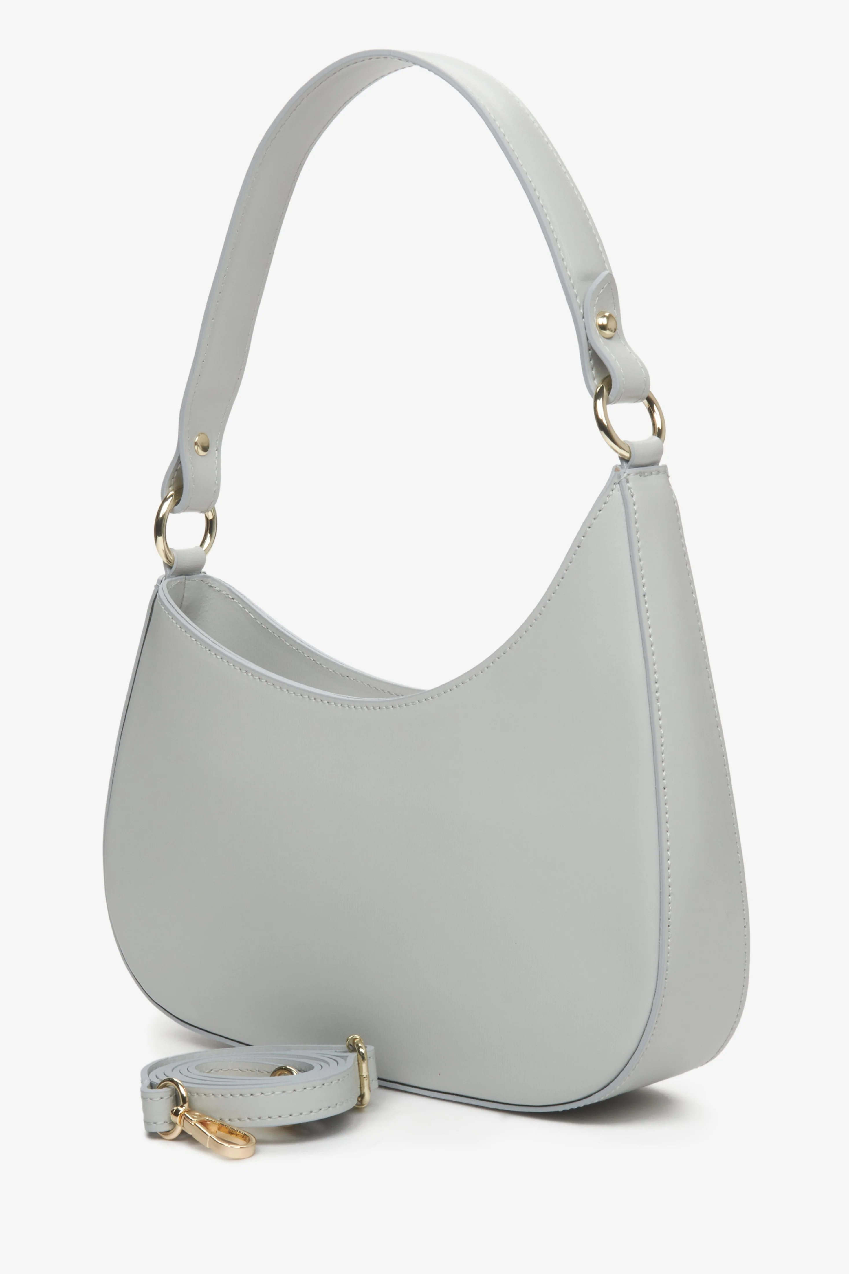 Szara torebka damska typu shoulder bag ze skóry naturalnej Estro ER00113006 - Image 3